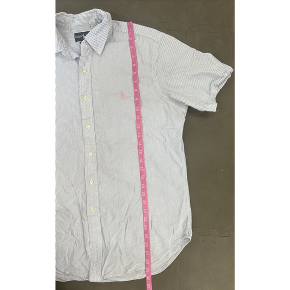 Polo Ralph Lauren Seersucker Short Sleeve Button Down Striped Mens Large Charity - Picture 6 of 10